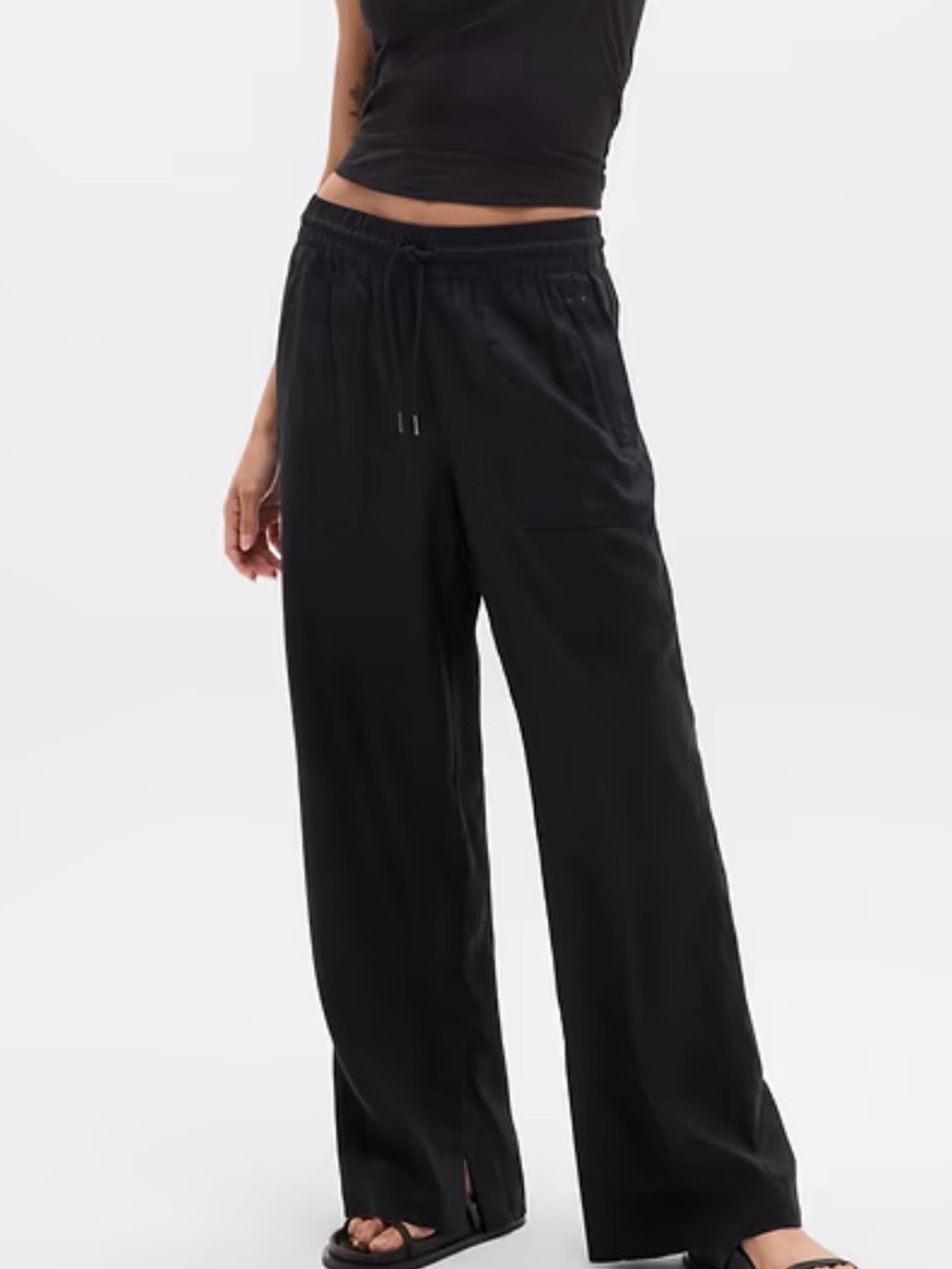 NEW! Athleta Retreat 100% Linen Wide Leg Pants Black Small Tall